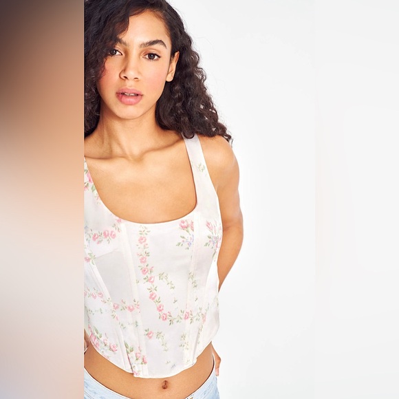 NWT LoveShackFancy Mori Silk Bustier Crop Top Sz 10 - Picture 3 of 8